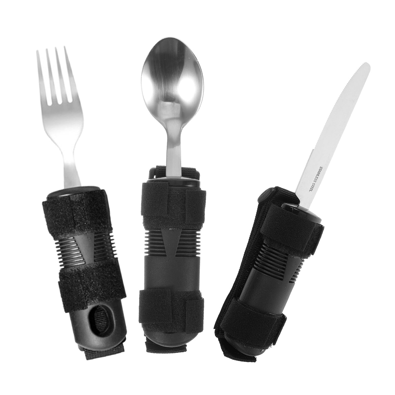Cubiertos Adaptados Antivibración 3 Piezas Mango Ergonómico Antideslizante para Adultos Temblores y Utensilios Flexibles de Rehabilitación para Personas Mayores y Discapacidad