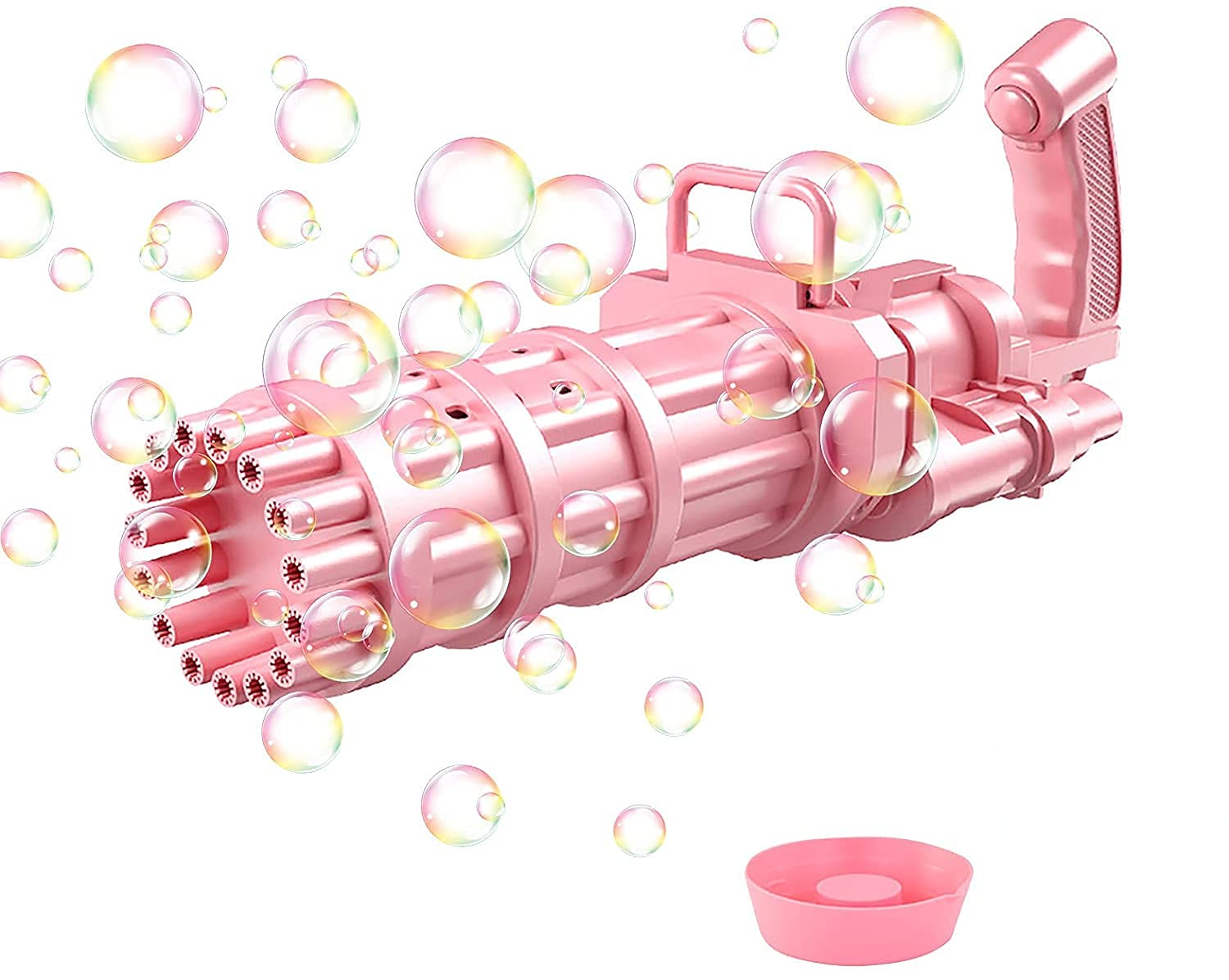 NEOWOO Bubble Gun, Bigger Gatling Bubble Machine 2021 Bubble Gun 15-Hole Bubble Blower Automatic Bubble Maker Machine Electric Bubble Gun Bubble Machine Toy for Toddler (B-Pink)