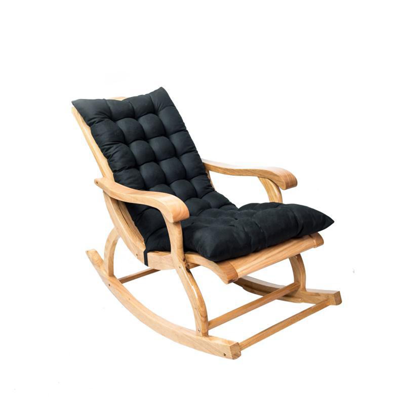 ENWIND Rocking Chair Cushions High Back Patio Chair Pad Indoor/Outdoor Lounge Chair Tufted Pad Replacement Seat Pillow with Ties for Garden Furniture,Black,120 * 50CM