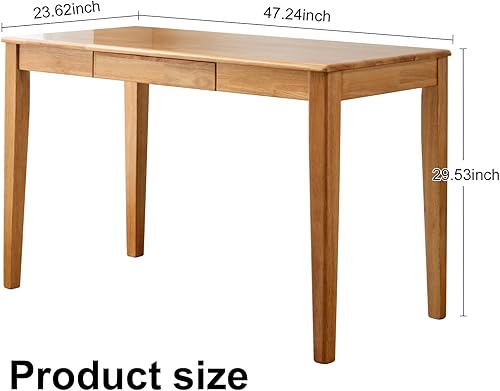Miniatura 3 de Escritorio de madera maciza con cajón, escritorio de madera para oficina en casa para el trabajo, escritorio de computadora para estudiantes para