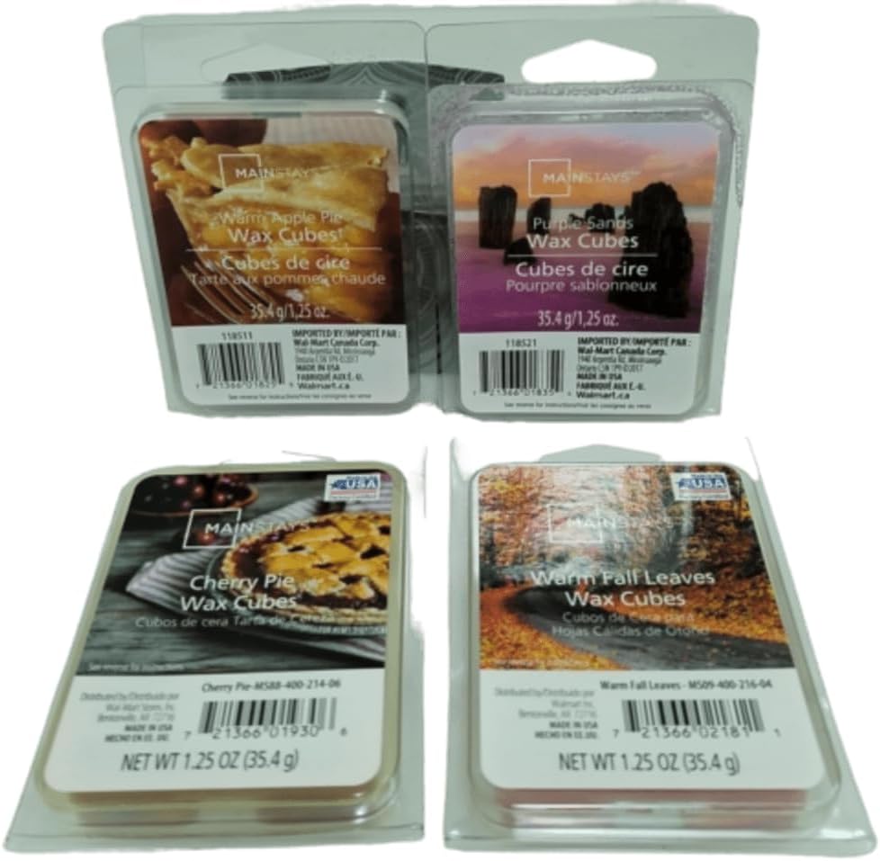 Mainstay Wax Melts Bundle, 4 Scents, 33.5g Each, Made in USA