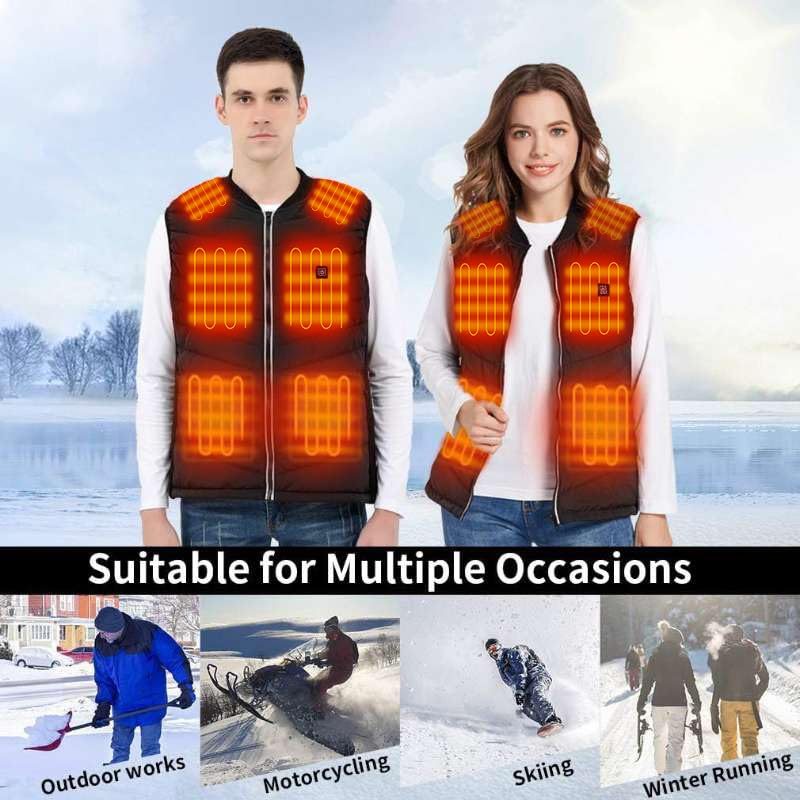 Srivb Heated Vest, 8 heating zones,USB Charging Heating Vest Washable Body Warmer with Battery Pack for Outdoor - image 7