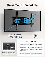 Vista 2 de Pipishell Full Motion TV Wall Mount for Most 37-84 Inch TVs up to 132lbs, Wall Mount TV Bracket Articulating Swivel Tilt Extension Leveling Max VESA
