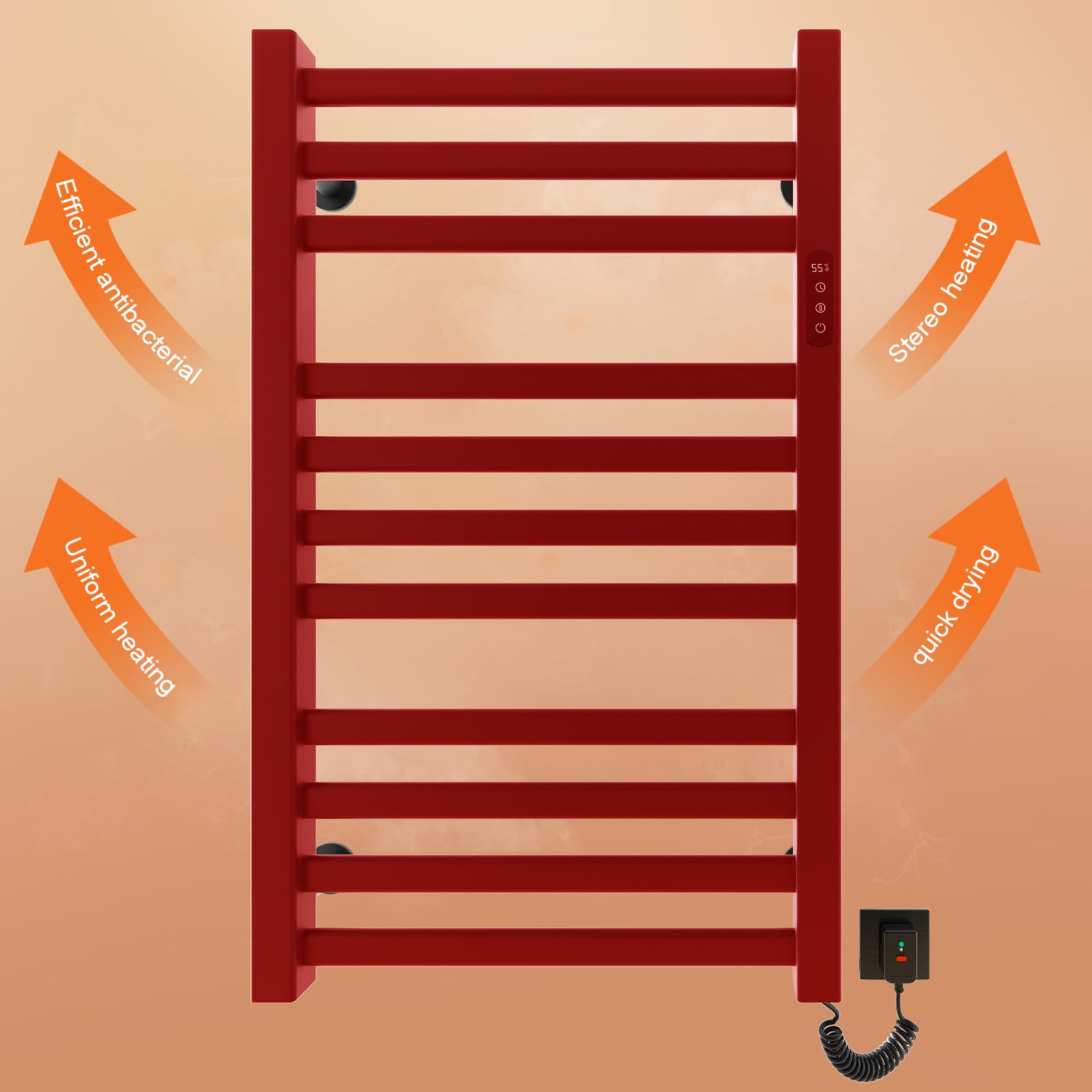 Portasciugamani Elettrico, Scaldasalviette, 550x900mm Radiatore da Bagno Elettrico, Scaldasalviette Elettrico Bagno, Radiatore Scaldasalviette, Risparmio Energetico Portasciugamani Parete-White Right