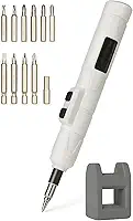 Chave de Fenda Eletrica de Precisão com Base Magnética, Branco e Preto, 11 Pontas Intercambiáveis, para Manutenção e Reparo