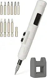 Chave de Fenda Eletrica de Precisão com Base Magnética, Branco e Preto, 11 Pontas Intercambiáveis, para Manutenção e Reparo