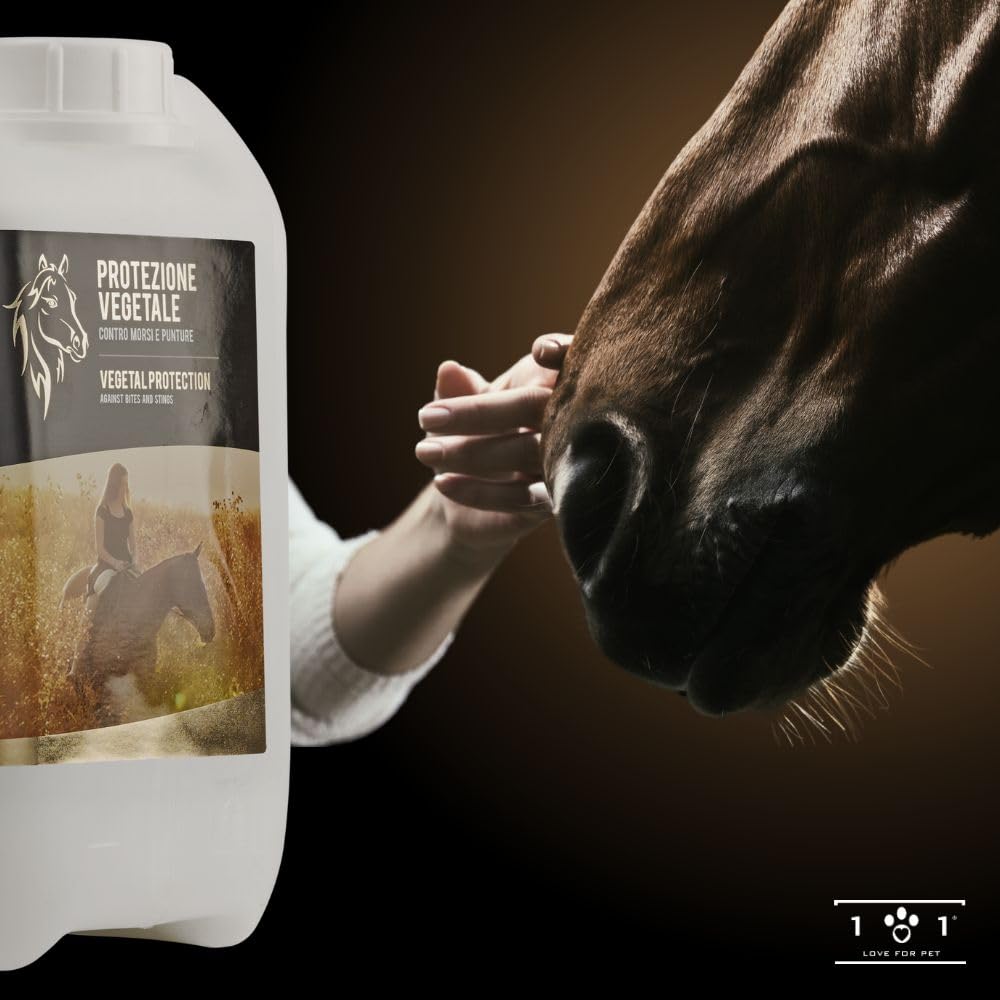 LINEA 101 - Protezione Vegetale Cavalli 5L, Spray Repellente Naturale con Garofano, Geranio e Citronella, Formula Ipoallergenica, Azione Anti Mosche, Tafani e Zanzare, Per Uso in Paddock e Box