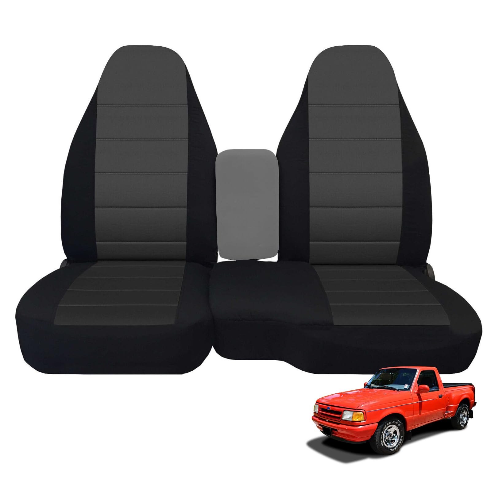 Photo 1 of SAPUBK Custom-Fit Front Seat Covers Without Console Replace for 1991-1997 Ford Ranger Pickup 60/40 High Back Seats, Knitted Fabric Composite Soft Foam Lining Airmesh Breathable Seat Cover Cushion