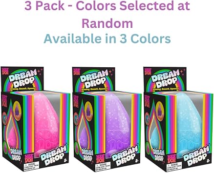 Schylling NeeDoh Dream Drop Sensorisches Spielzeug mit Füllung Groovy GOO DREI zufällige Farben ab 3 Jahren 3 Stück