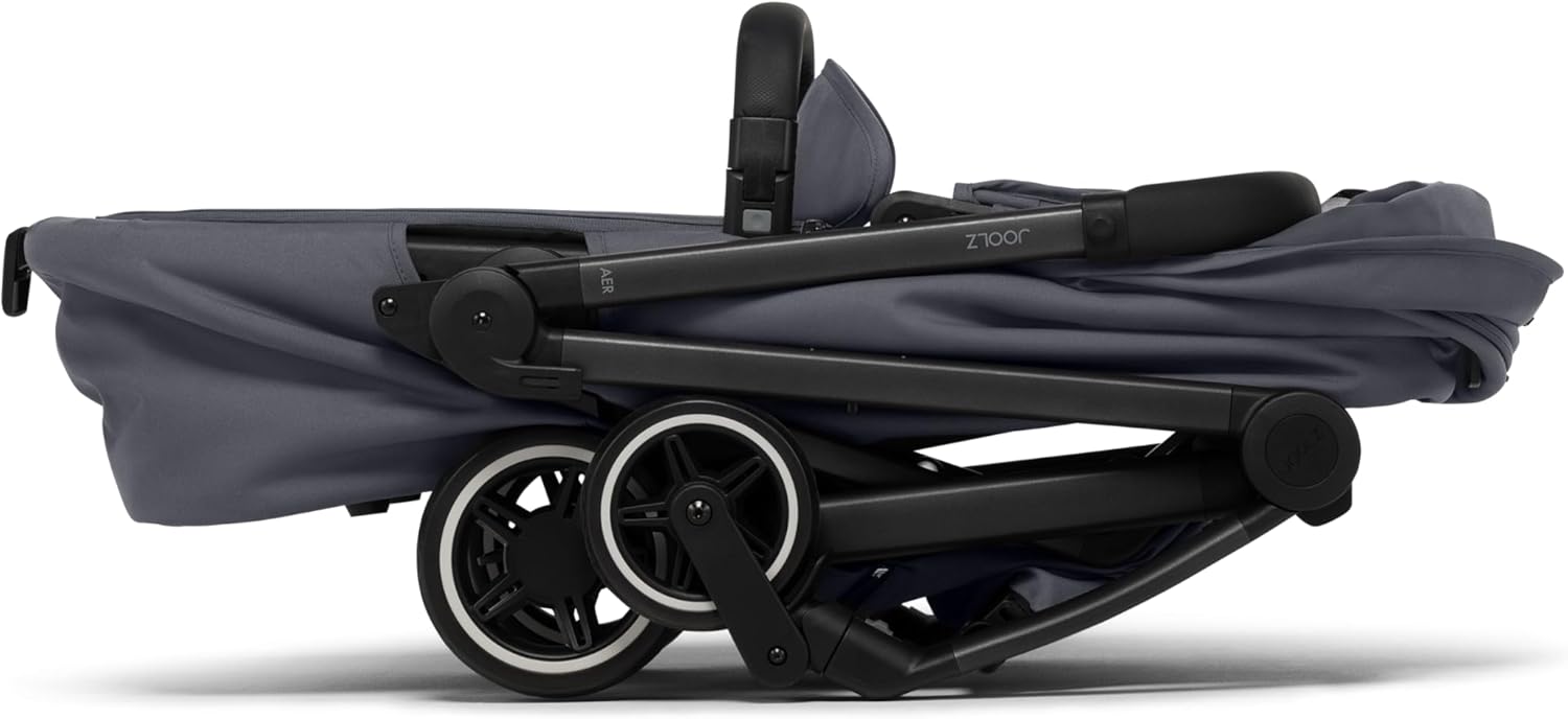 Joolz AER+ Cot for Newborn (0-6 Months) - One-Hand Foldable - Breathable Mattress - Lightweight Stroller Cot for Baby (Up to 20lbs)- Extended Sunhood - Water-Repellent (Stone Grey)