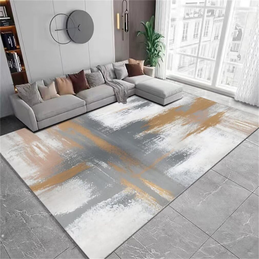 Tapis abstrait gris haut de gamme 200x200cm pour un salon moderne