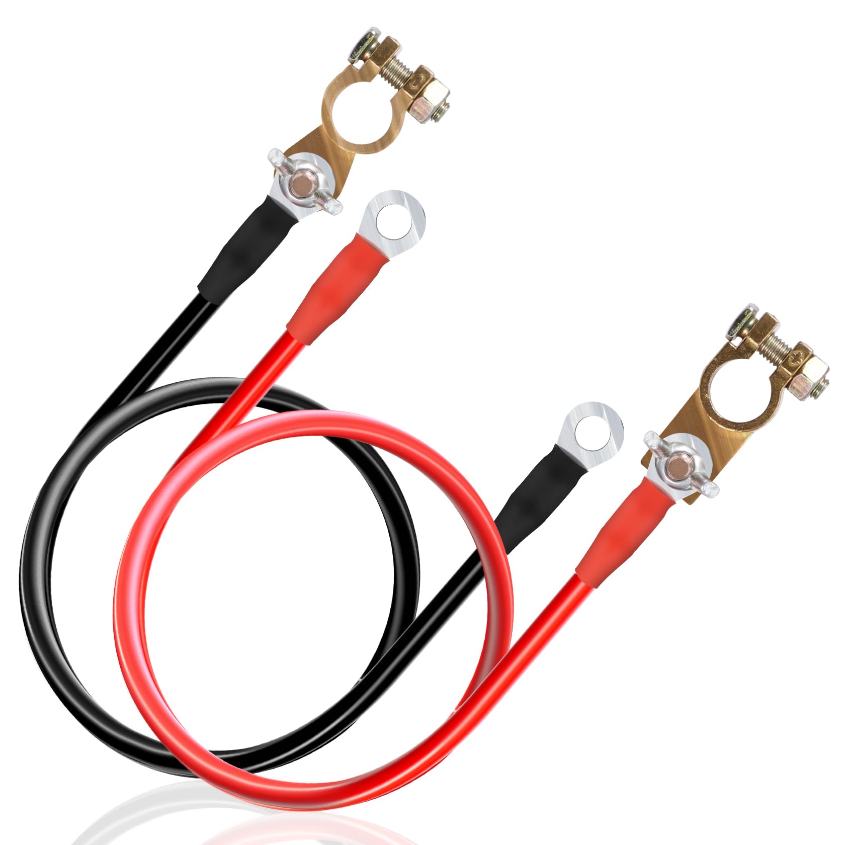 CarBole 2 Stück Batteriekabel 16mm² 50cm,100A,5AWG,Batteriekabelsatz mit Ringklemmen,Kupferkabel Kupfer Stromkabel,Autobatteriekabel für Wohnmobil, Massekabel