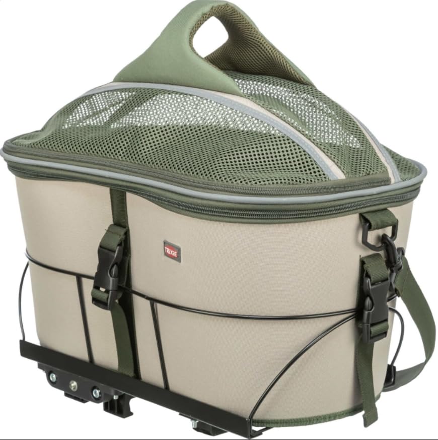 TRIXIE Bicycle Basket - Olive Green/Beige