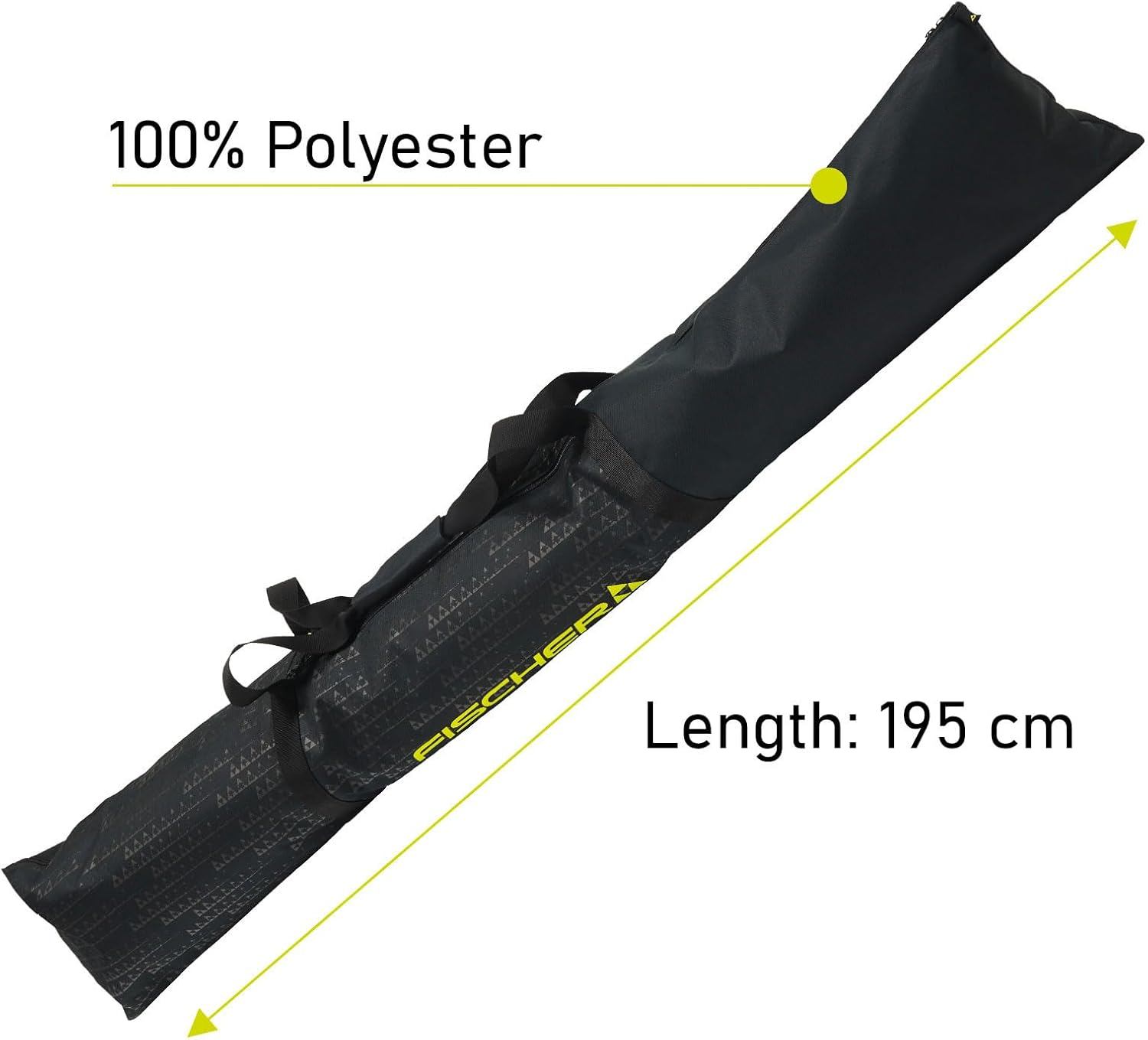 Fischer Skicase ECO XC NC - Durable Lightweight Easy Foldable 195cm Long Nordic Skis Bag with Handle Straps | 1 Ski Pair Capacity