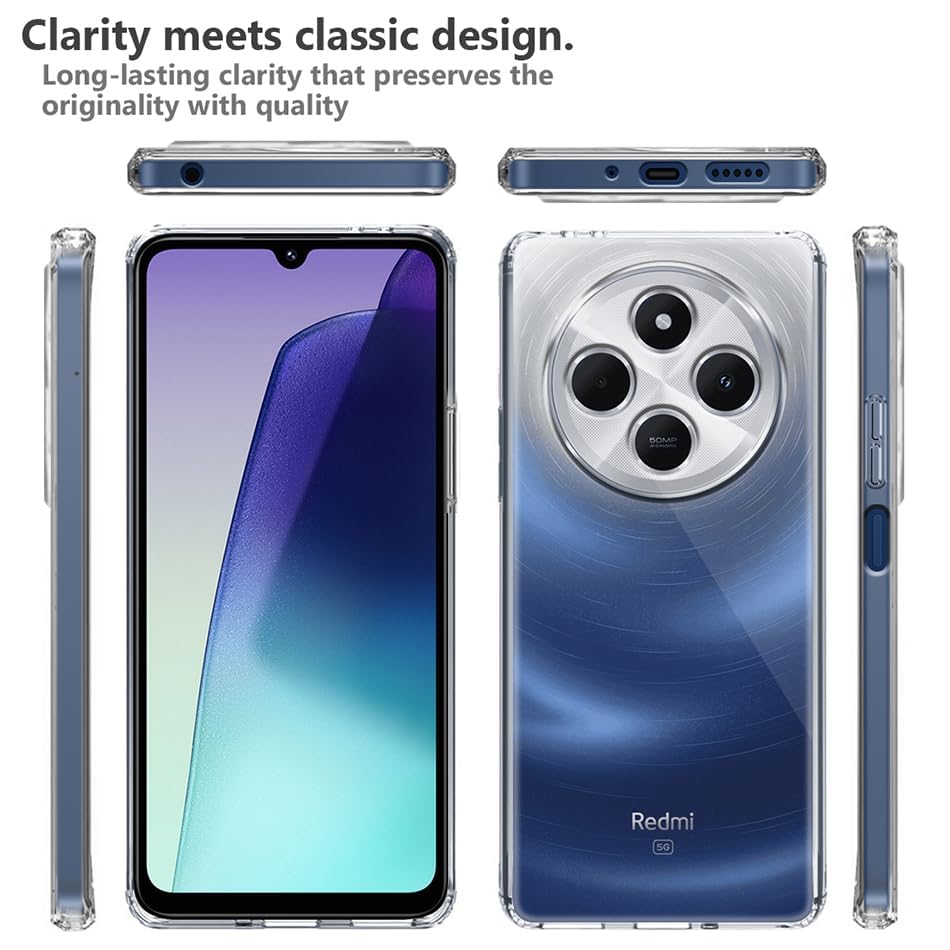 Image of NISHTECH for Poco C75 5G Premium Transparent Hybrid Soft Slim Dust Proof Back Case Cover with Camera Protection