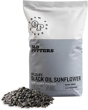 Wildlife Black Oil Sunflower Seeds for Birds and Wildlife, Non-GMO & USA Grown on Small Farms 25 lbs
