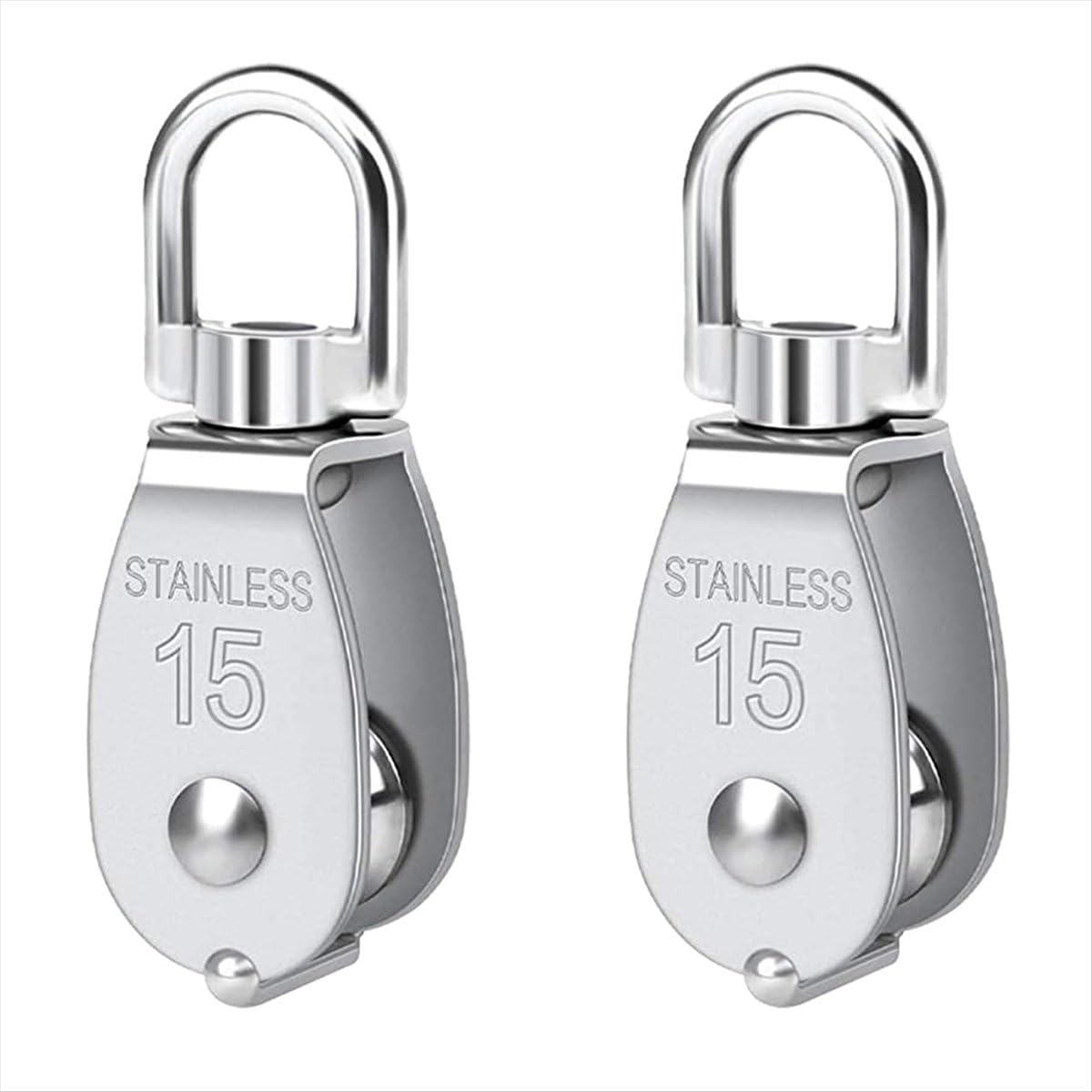 Sankaka Pulley 304 Stainless Steel Single Block M15 Small Heavy Duty Swivel Bearing System For Rigging,2Pack