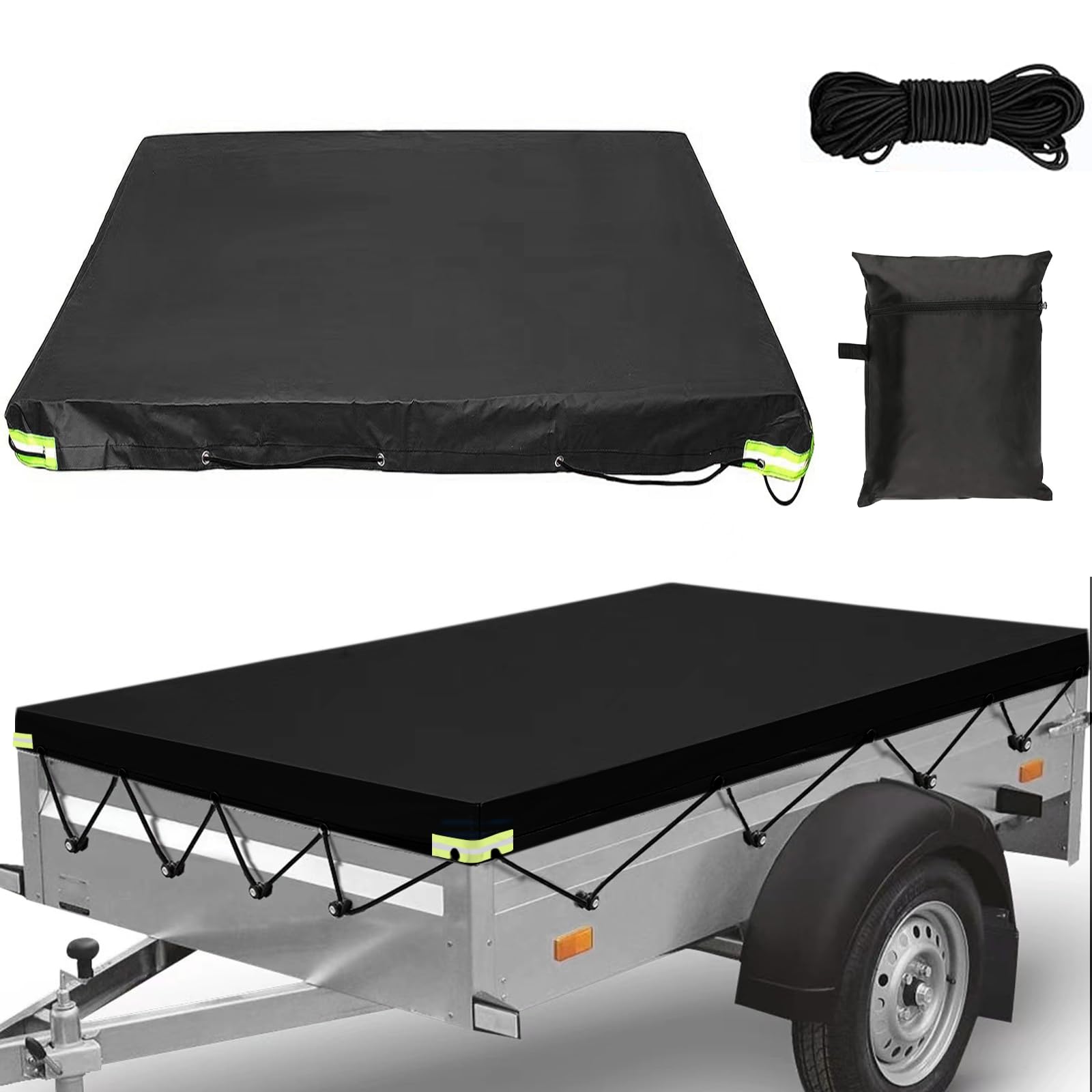 Bâche Remorque 214x122cm - Oxford 420D Imperméable, Avec Corde Et Sac - Pour Voiture 750kg