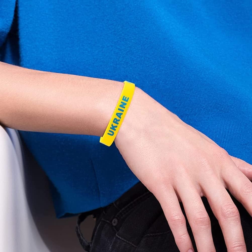 Ukraine Silicone Wristbands, Blue/Yellow, Ukrainian National Flags Pattern, Unisex Adults