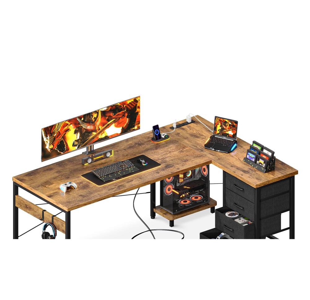 Amazon.com: ODK 61'' L Shaped Desk with 4 Drawers, Reversible