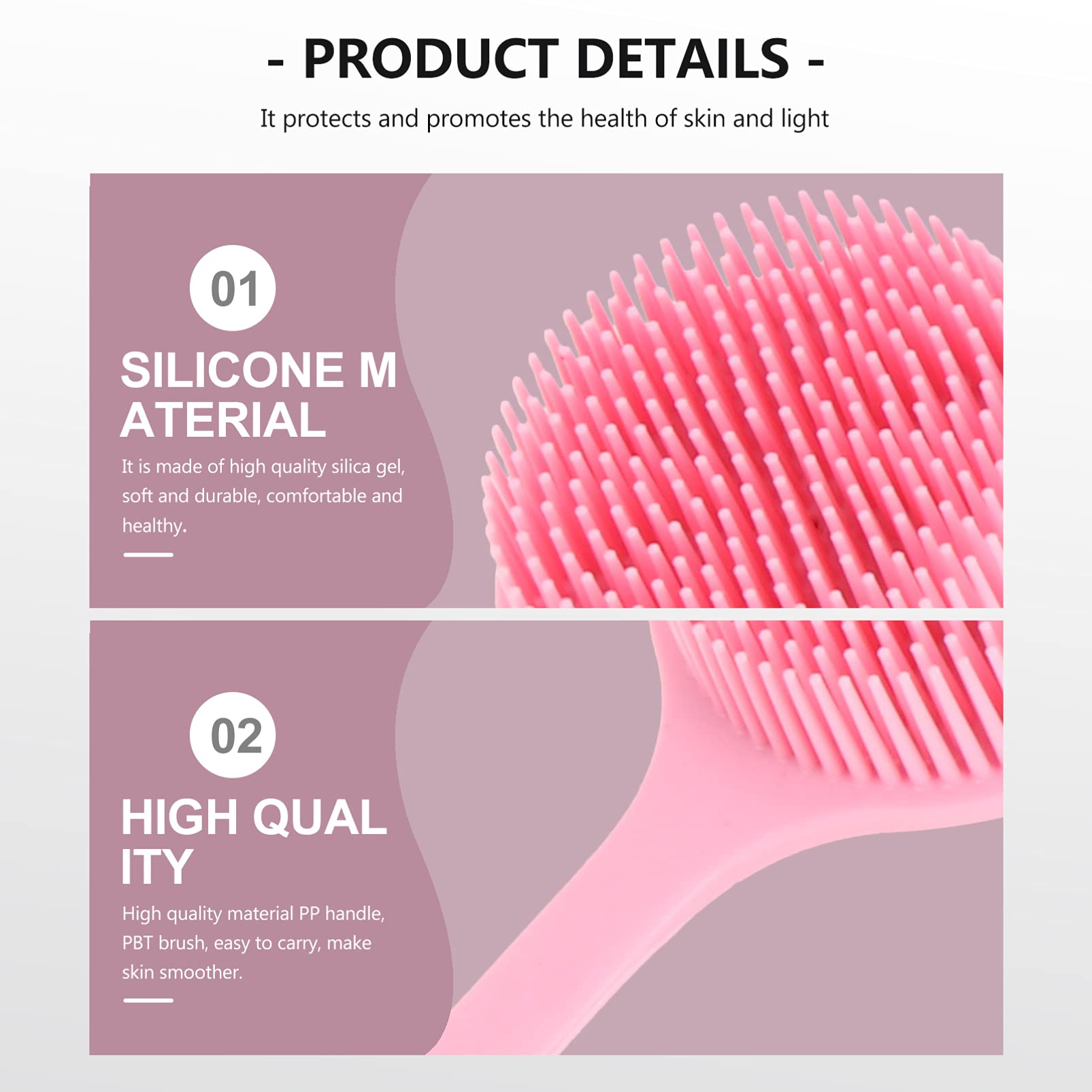 FRCOLOR 3pezzi Spazzola Da Bagno Silicone Con Manico Lungo Scrubber Esfoliante Per Corpo e Massaggio Perfetta Per Doccia e Della Materiale Sicuro e Ergonomico