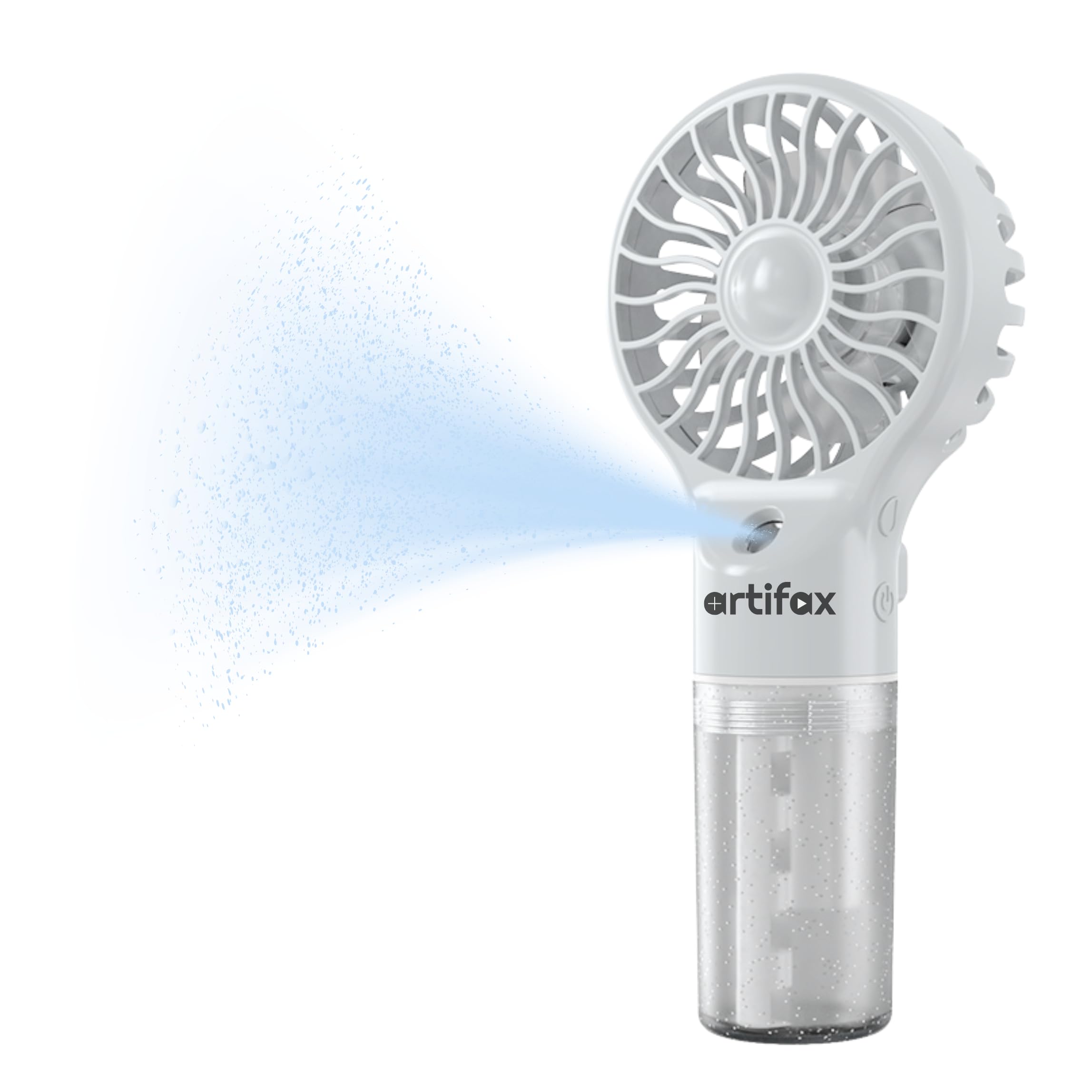 Artifax Handheld Mist Fan ART-BM-1 | Rechargeable Pocket Fan with 4 Speeds | USB Powered | Battery-Operated Spray Fan for Indoor & Outdoor Use (Grey) | Includes 1-Year Warranty-image-43