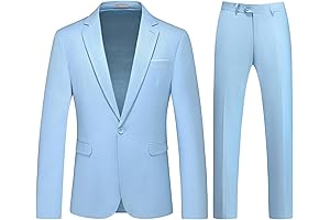 Aqua Elegance: Slim-Fit Prom Suit for a Dazzling Night
