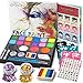 Jojoin Colori Trucco Viso Bambini, 16 Colori Body Paint Tavolozza con 4 Grandi Colori di Base, Split Cake Face Paint, 94 Gemma, Non Tossico - Base d'Acqua - Kit Trucco Carnevale di Halloween