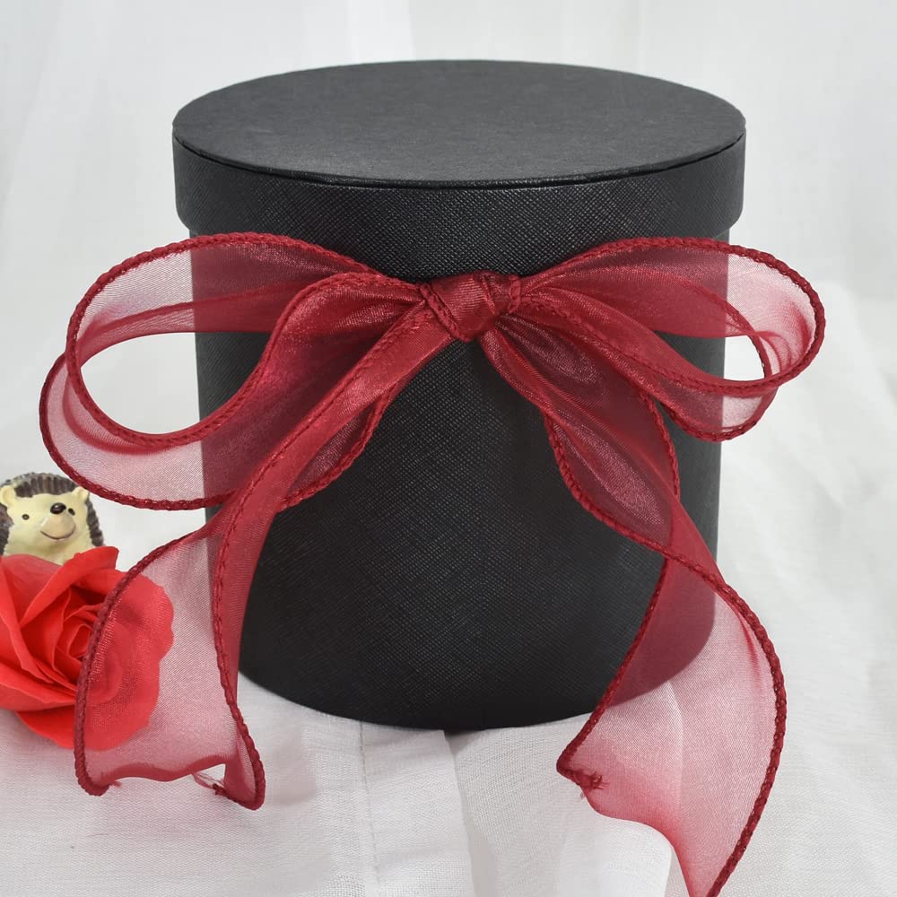 TONIFUL 1-1/2 Inch Wide Red Wired Sheer Organza Ribbons for Crafts Floral Bouquets Wedding New Year Eve Party Decorations Valentine's Day Gift Wrapping Bow Making Tree Wreaths (10yd) - Image 4