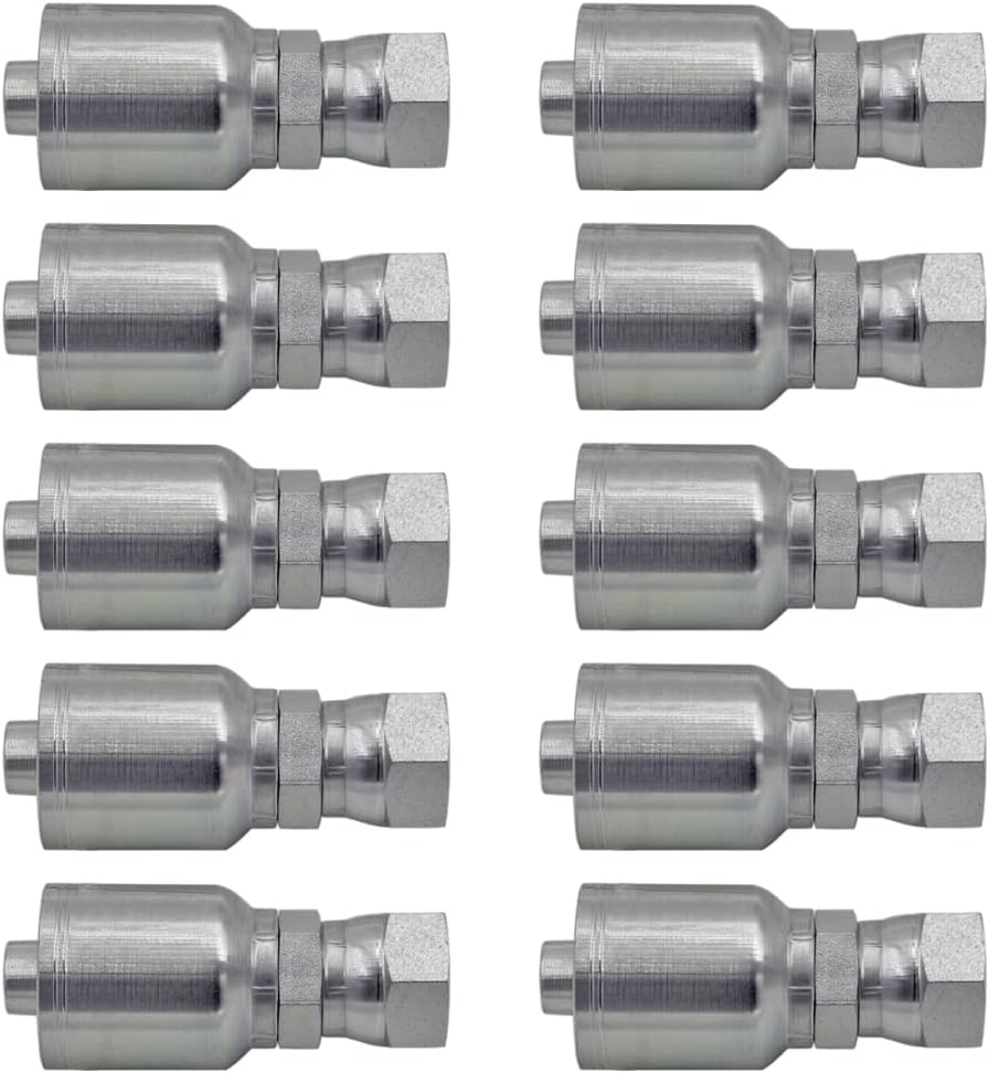 1" Hose x 1" ORFS Female Swivel Hydraulic Hose Ends Crimp Fitting Compatible with Parker 43-Series | FFX-16-16-43 (10-PACK)