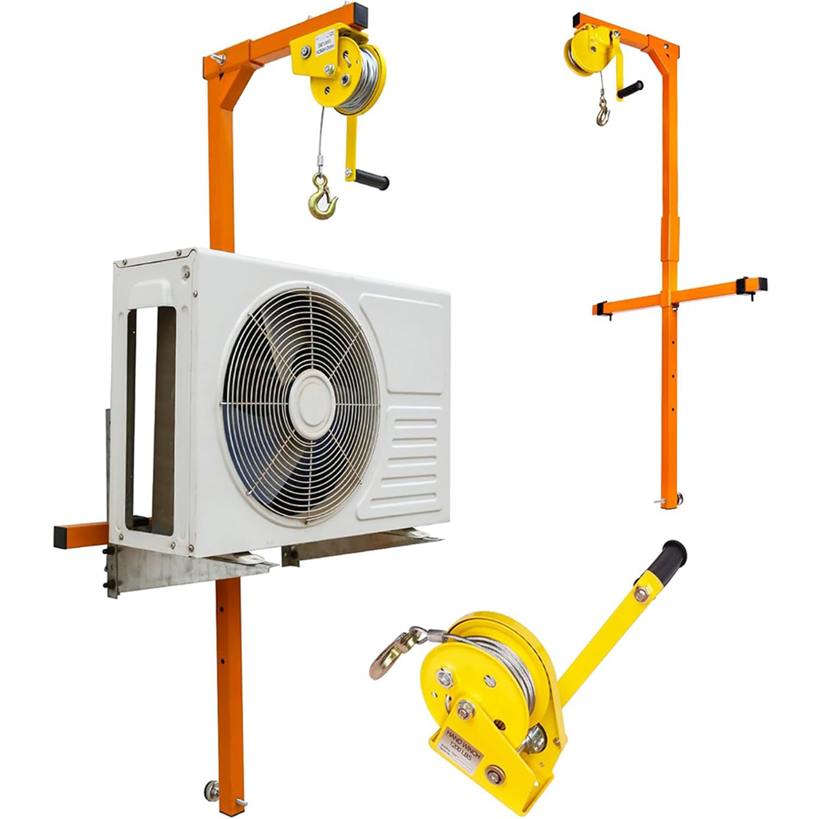 Mshgsku 150Kg 25M Air Conditioner Lift Tool With Hand Winch And Rope, 150Kg Capacity For Easy Outdoor Installation In Home Or Office