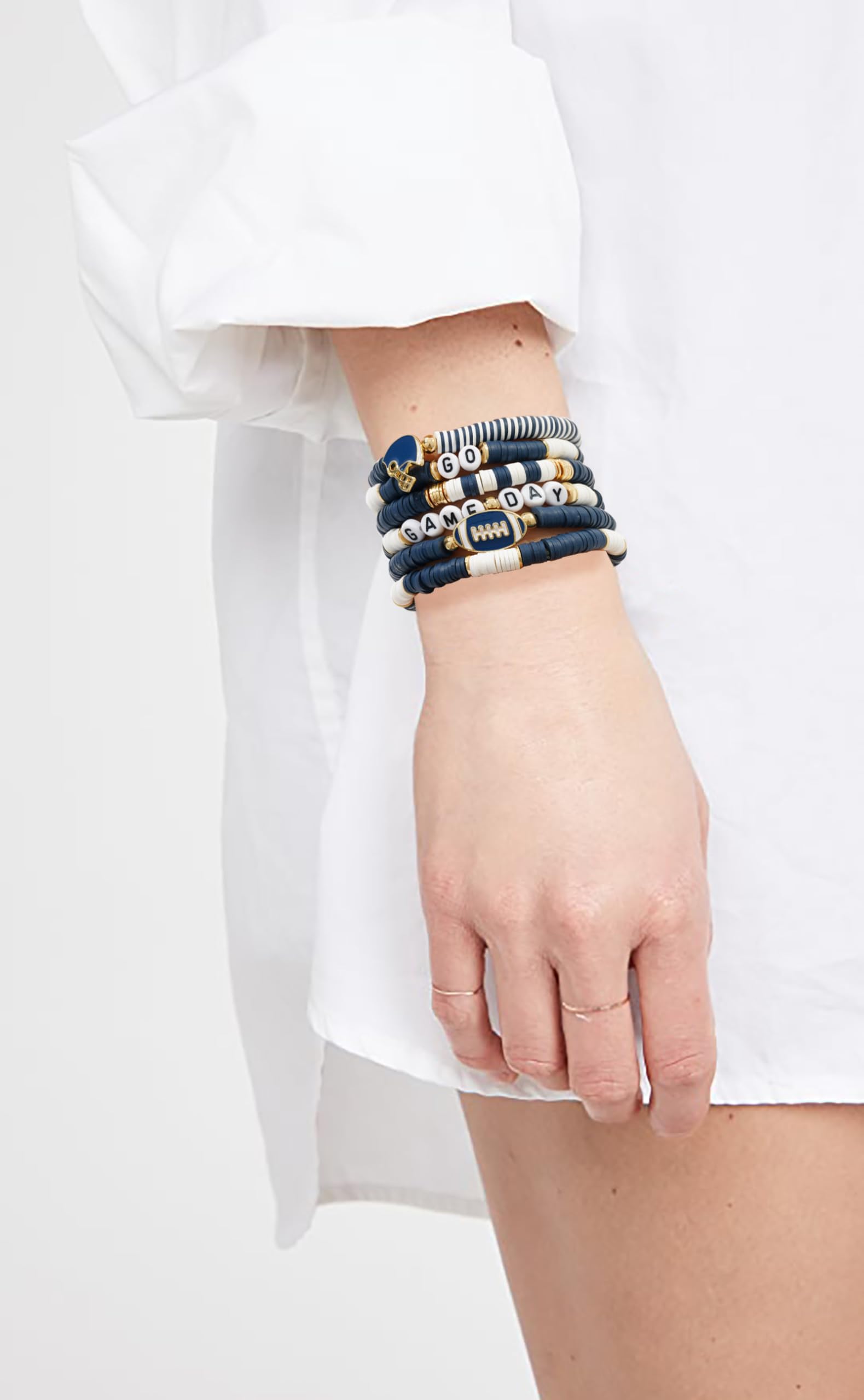 Braccialetti verdi da donna Messaggio ispiratore impilabile Perline di argilla Pietra di Set elasticizzato con perline Amicizia Boho Gioielli fatti a mano
