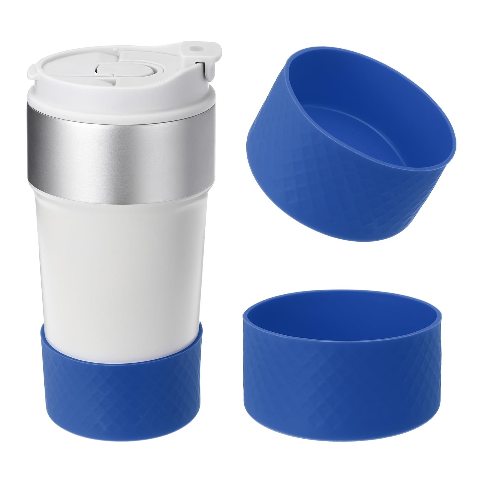 PATIKIL Silicone Water Bottle Boot, 2 Pcs 3 Inch Water Bottle Protective Sleeves 12-24 oz Anti-Slip Bottom Cover Sleeve Accessory Protector for Sports Water Bottles, Dark Blue
