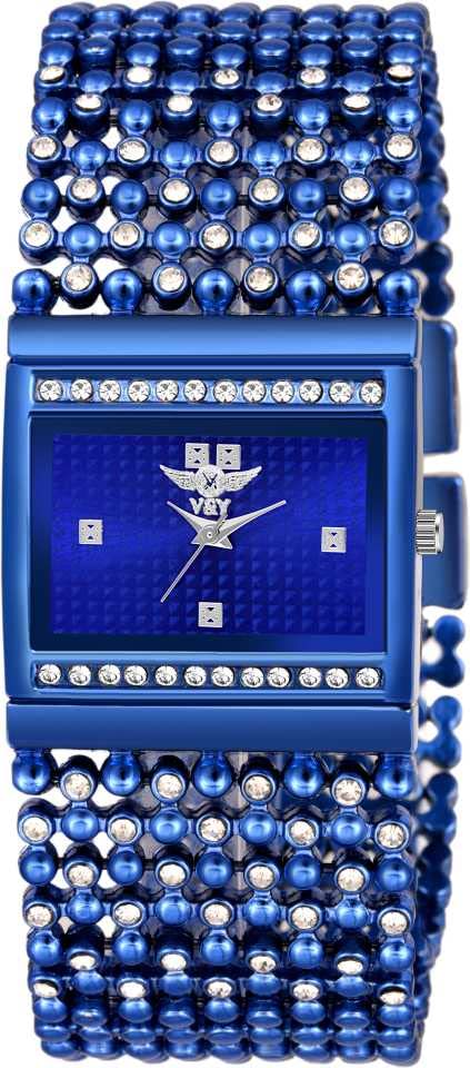 V&Y Bracelet Type Square Studded Dial Analogue Watch Unique Stylish Blue Dial with Fancy Strap Analog Watch for Girls (B09Y4RT8BQ) Amazon Price History, Amazon Price Tracker