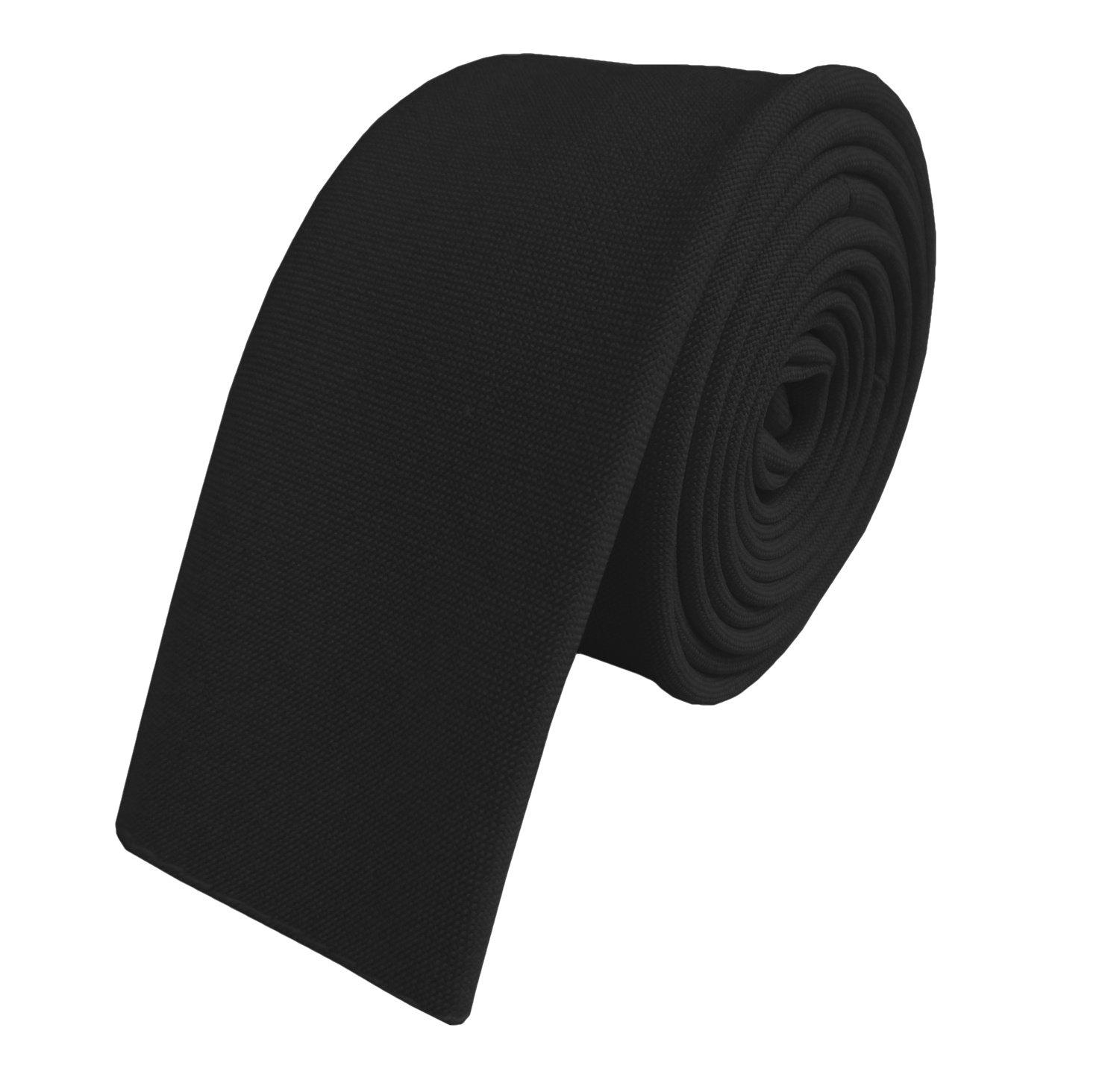 Great British Tie Club Men's Black Plain Skinny Tie (Square Tip) (Black)