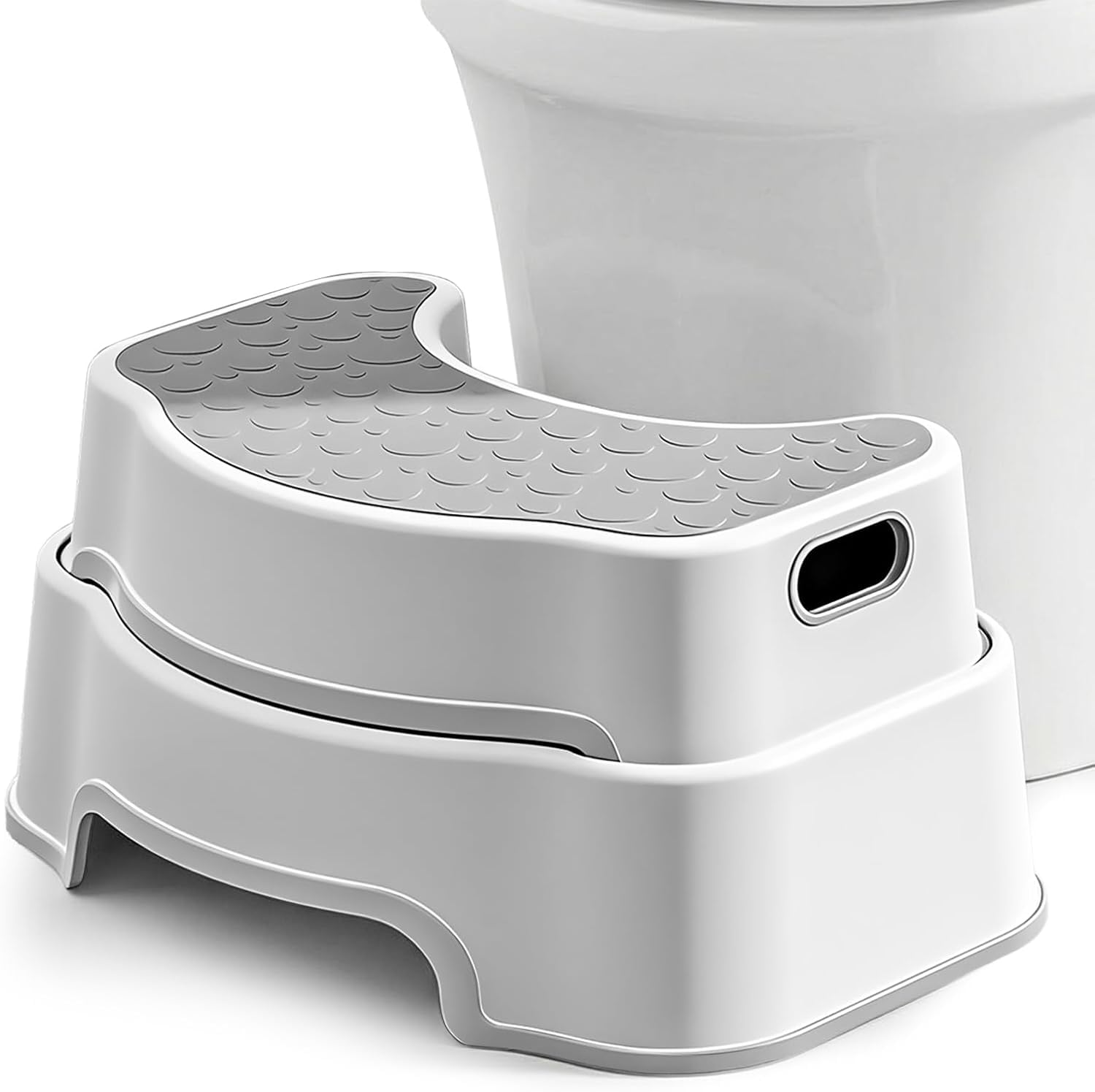 UBRAVOO Toilet Stool for Adults, Non Slip Bathroom Step Stool, Potty Training Squat Stool for Toddlers, Toilet Step for Kids, Seniors & Pregnant Women (Gray)