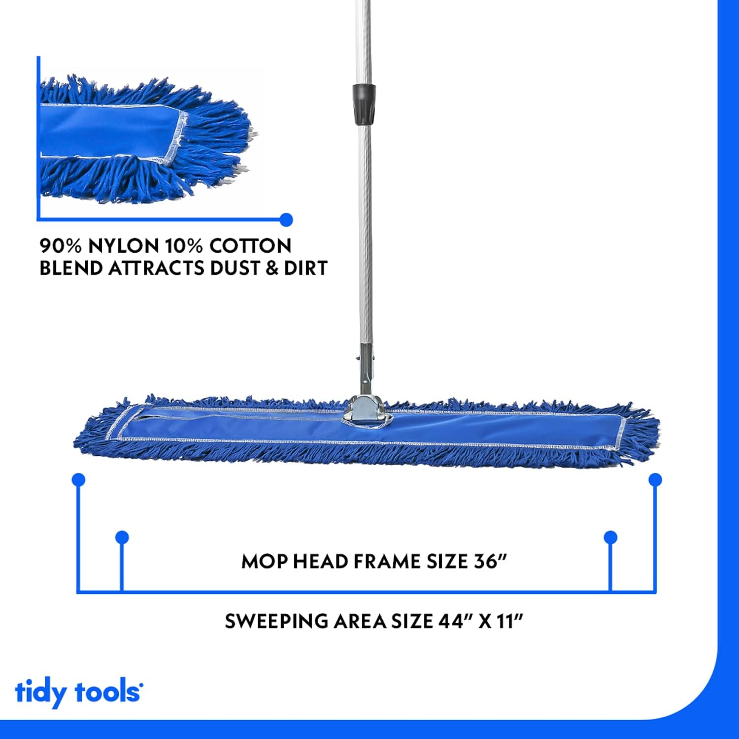 Tidy Tools 36 Inch Industrial Strength Dust Mop with an Extendable Handle and Frame. 36'' X 5'' Wide Mop Head, Blue : Industrial & Scientific