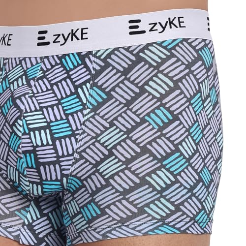 Image of Zyke Men's Printed Cotton Trunk Innerwear | 95% Cotton 5% Elastane Stretch Underwear | Ultra Soft Waistband Anti-Bacterial Moisture Wicking Trunks for Men Pack of 1