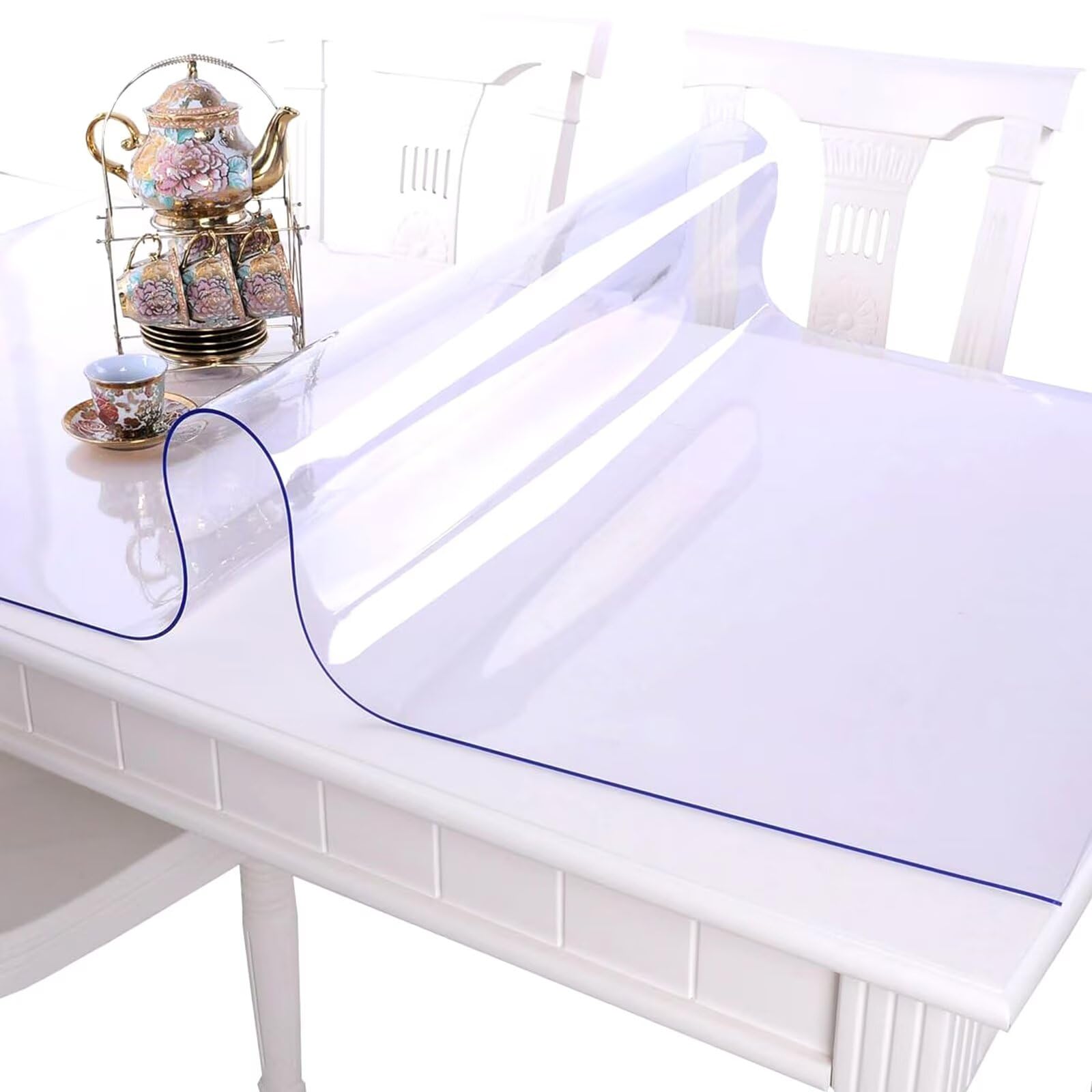Gruby obrus z PVC – wodoodporny, odporny na ciepło i zarysowania, do jadalni, na stolik kawowy, biurko i na imprezy, łatwy w czyszczeniu (A-1.5 Mm 90 x 130 cm)