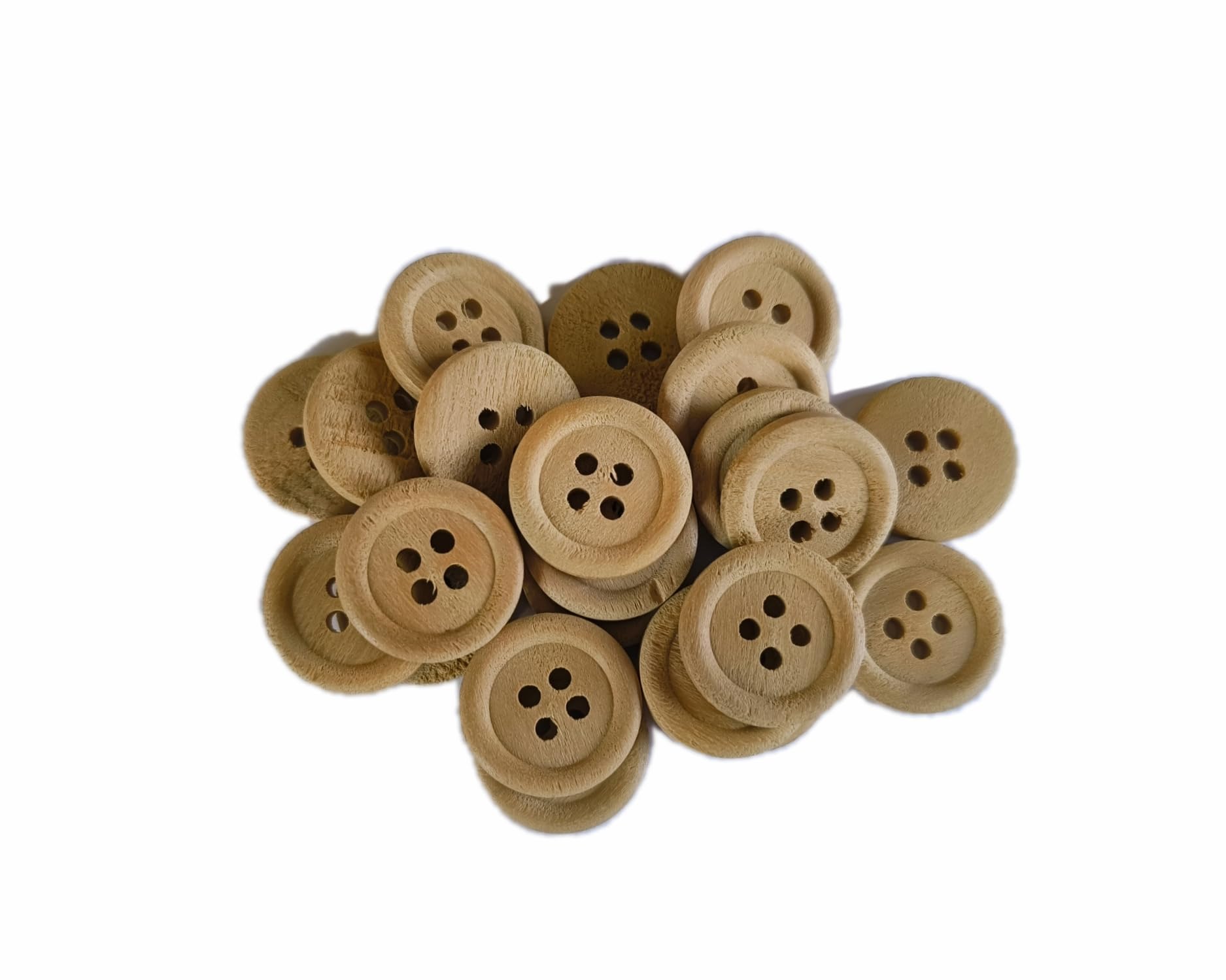Ekta Enterprise Natural Coffee Brown Wooden Button Dia. 20 mm 4 Holed Buttons for Designer Collection of Ethnic Ware, Sewing, DIY Art and Craft (Pack of 20) (Medium (20mm- 0.79 Inch), Tan Brown)