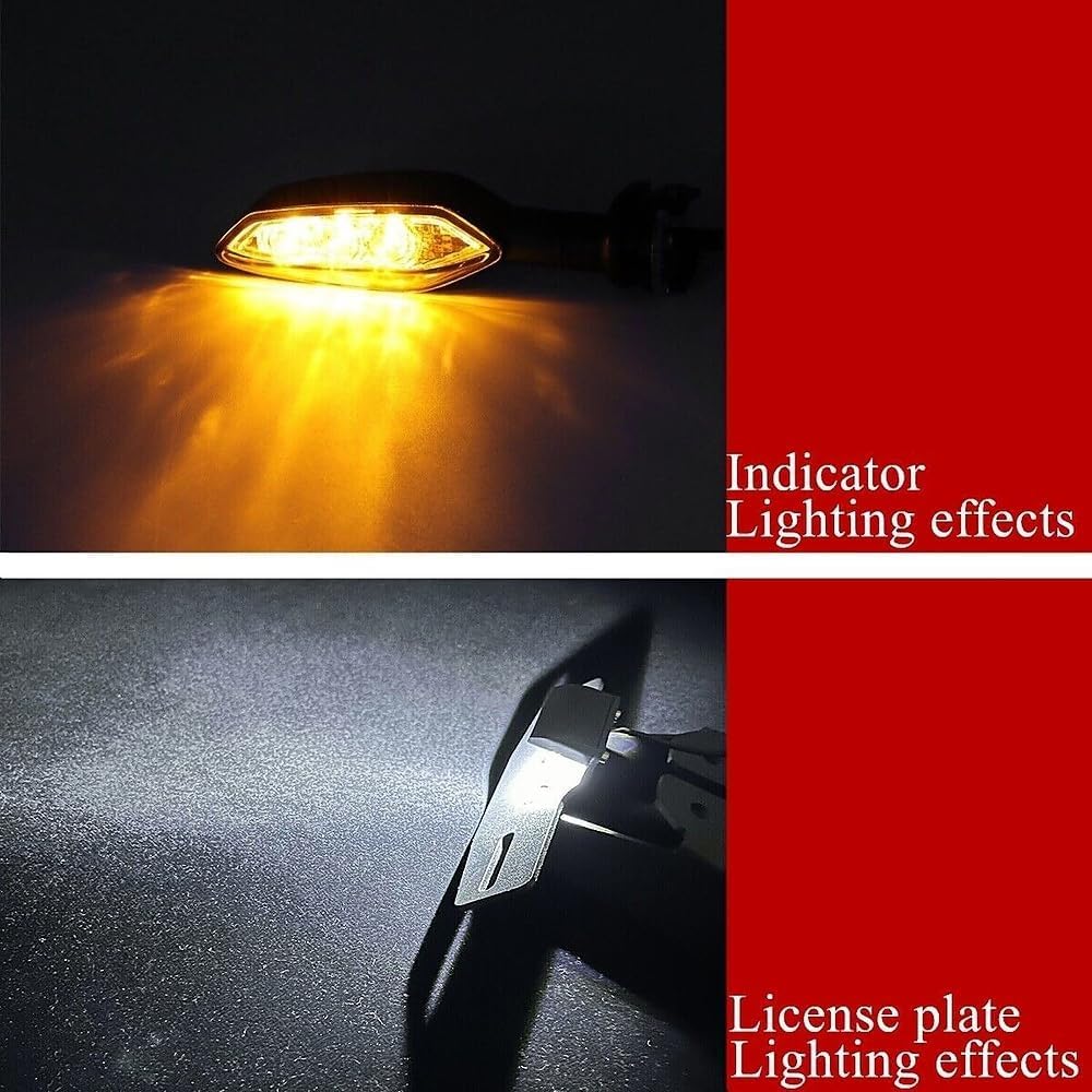 Kit eliminatore parafango posteriore Z1000 con luci a LED, indicatori di direzione e portatarga compatibile con Z 1000 2014-2021 Z1000R 2018-2021 Z800 2013-2018 (Trasparente)