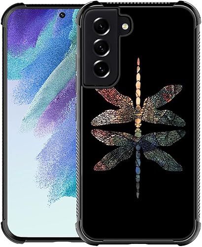 Funda compatible con Samsung Galaxy S22 Ultra, diseño gráfico de libélula colorido, acrílico, a prueba de golpes, antiarañazos, funda rígida para