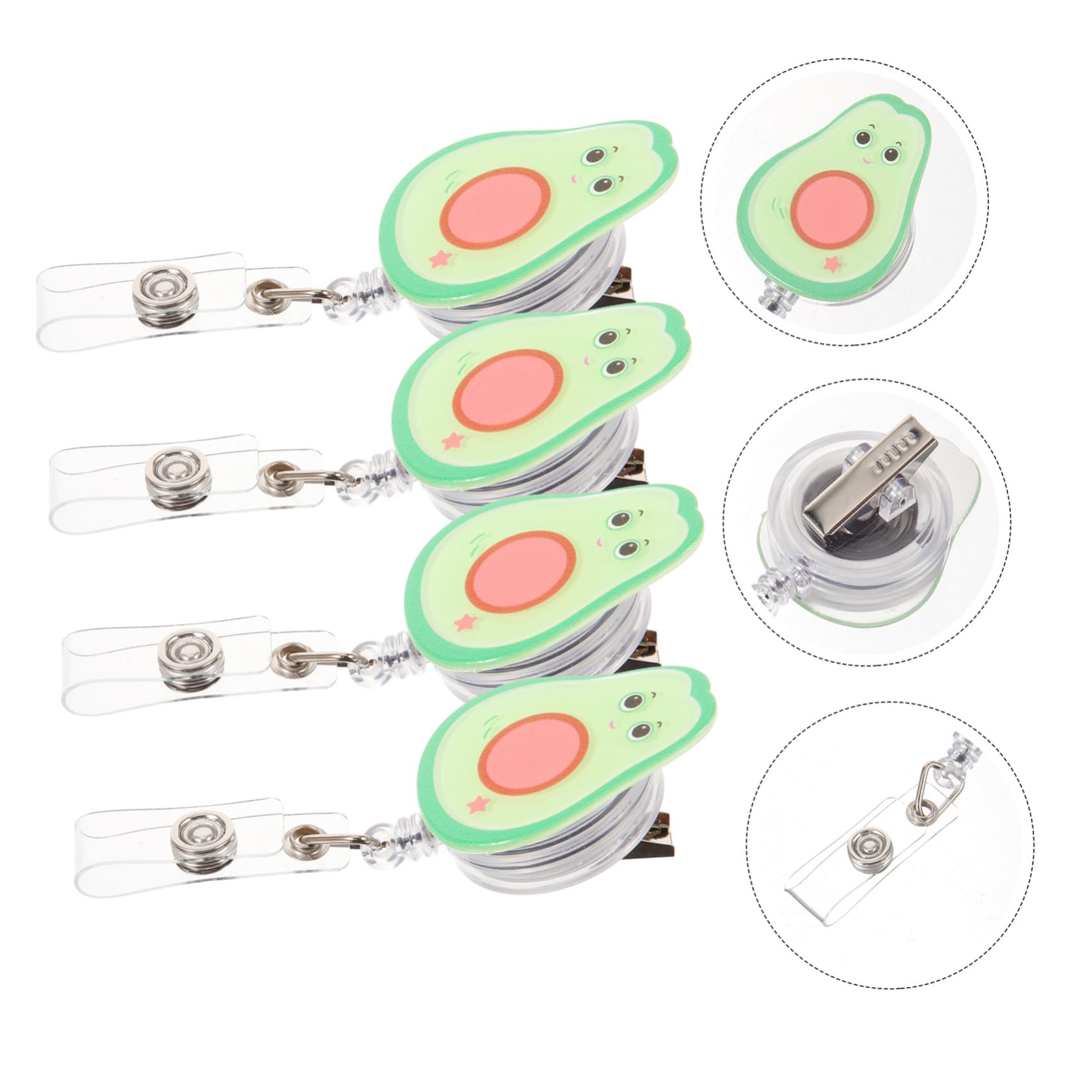 OSALADI 4 Sätze Obst Leicht Zu Ziehen Schnalle Abzeichen Inhaber Clips Avocado -form -kartenhalter Ausweishalter Id-kartenhalter-clip Karten Zubehör Id-karten-clip Metall 4 Stück * 4