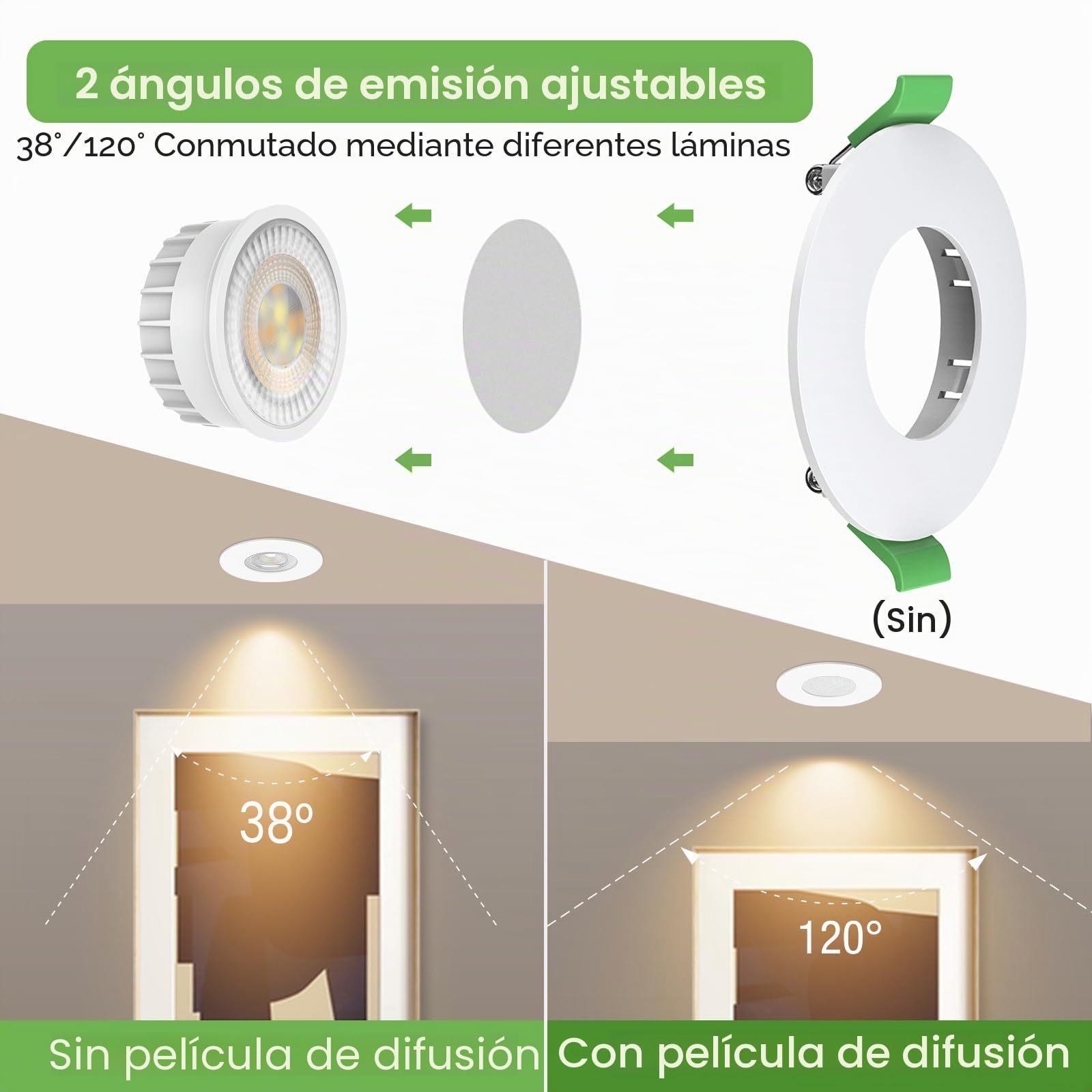 ALUSSO LIGHTING Módulo LED Ultra Plano ø50x25mm para Foco Empotrable, 6W 540lm 230V, Blanco Cálido Blanco Natural Blanco Frío Regulable, Reemplaza Bombillas GU10 MR16, Impermeable IP44, Pack de 6