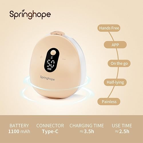 Miniatura 8 de Extractor de leche inalámbrico portátil manos libres con control de aplicación, 3 modos y 12 niveles de succión, bomba portátil ultra silenciosa,