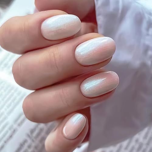 Uñas postizas medianas a presión de almendra, uñas cromadas con pegamento de uñas, uñas postizas de cobertura completa, uñas acrílicas para pegar,