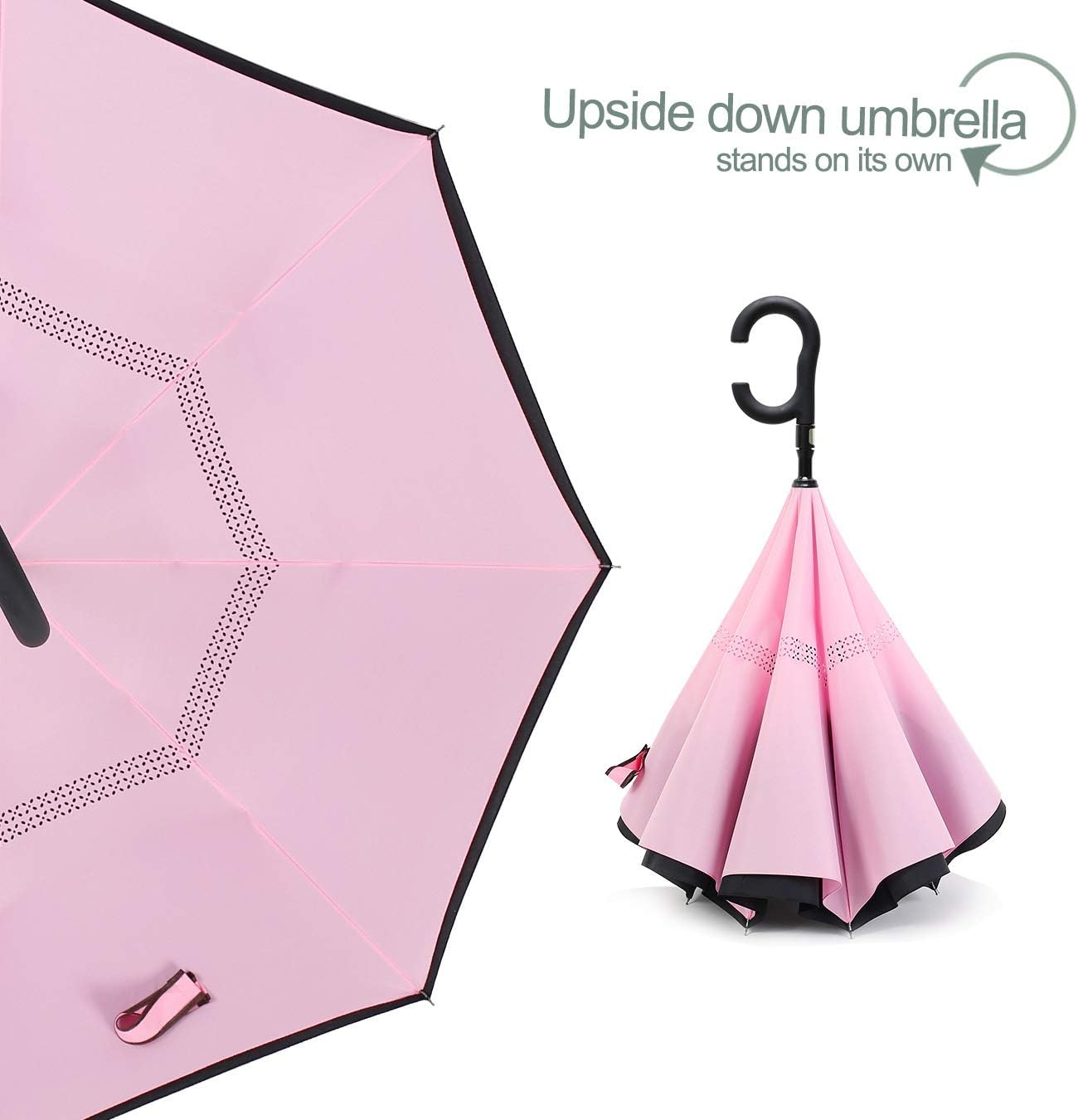 ZOMAKE Auto Open Inverted Umbrella Double Layer Reverse Umbrella, UV Protection Windproof Straight Umbrella Inside Out Umbrella for Car Rain Outdoor with C-Shaped Handle