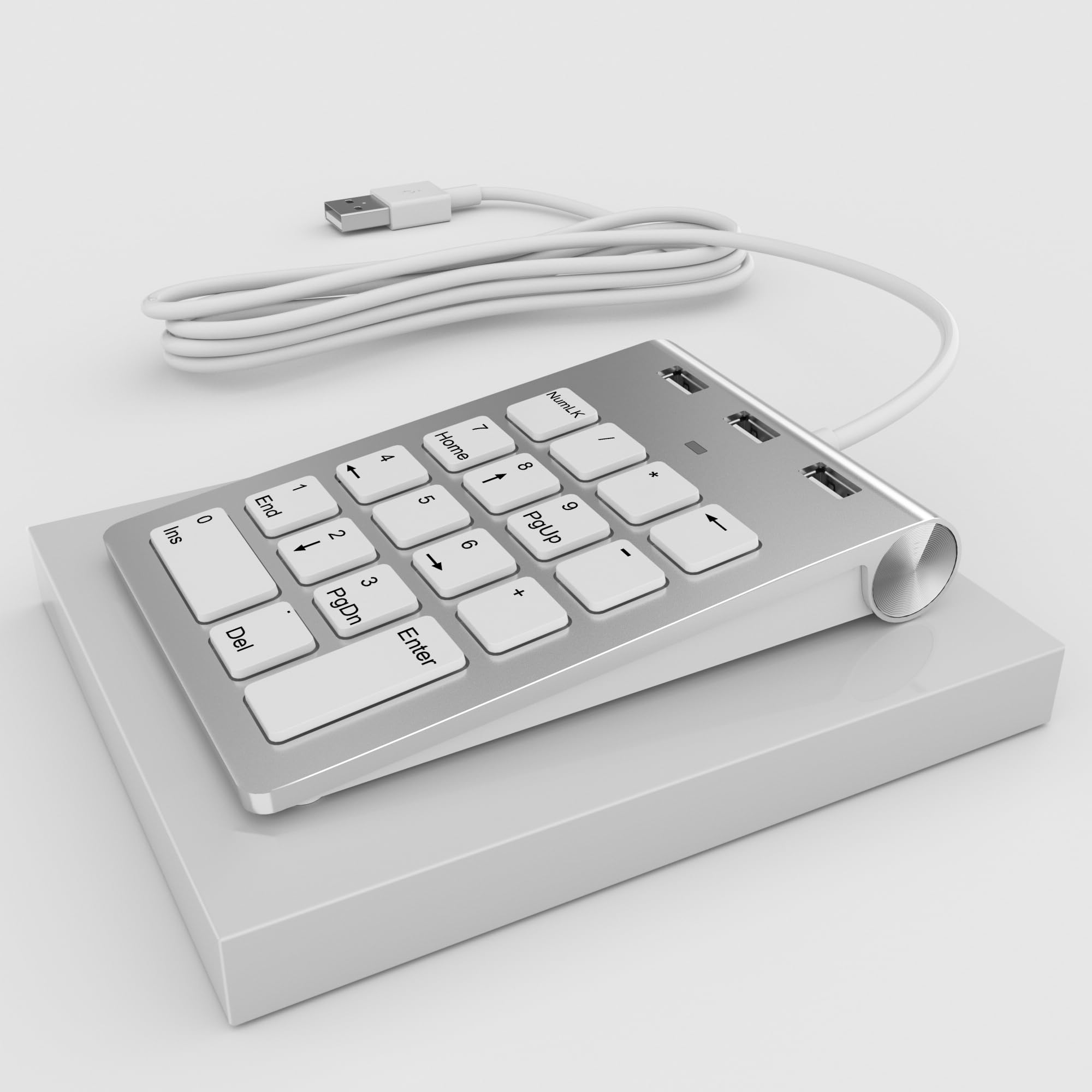 Finition Aluminium Pavé numérique USB avec hub USB intégré pour iMac, MacBook Air, MacBook Pro, MacBook, Mac Mini, PC et Ordinateurs Portable