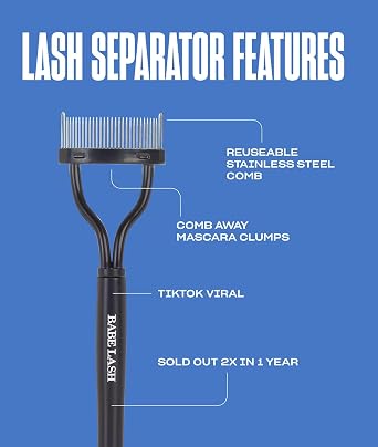 Babe Original Pro Eyelash Separator, Removes Clumps on Mascara, Reusable Stainless Steel Lash Comb for Cleaning Lashes