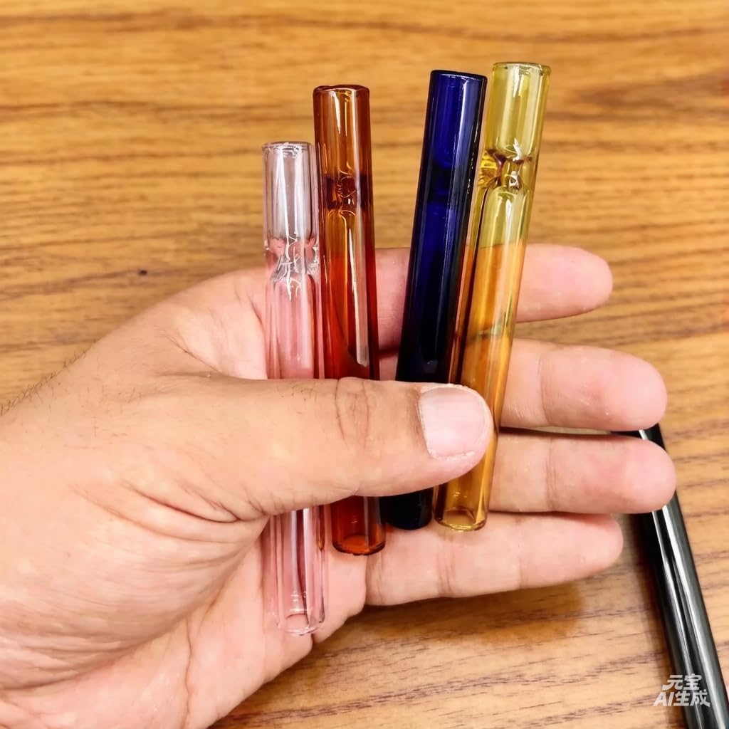 6 Pcs Borosilicate Glass Tube Stem,4Inch Long/12 mm OD/2mm Thick Wall Tubing with a cleaning brush(Colorful)